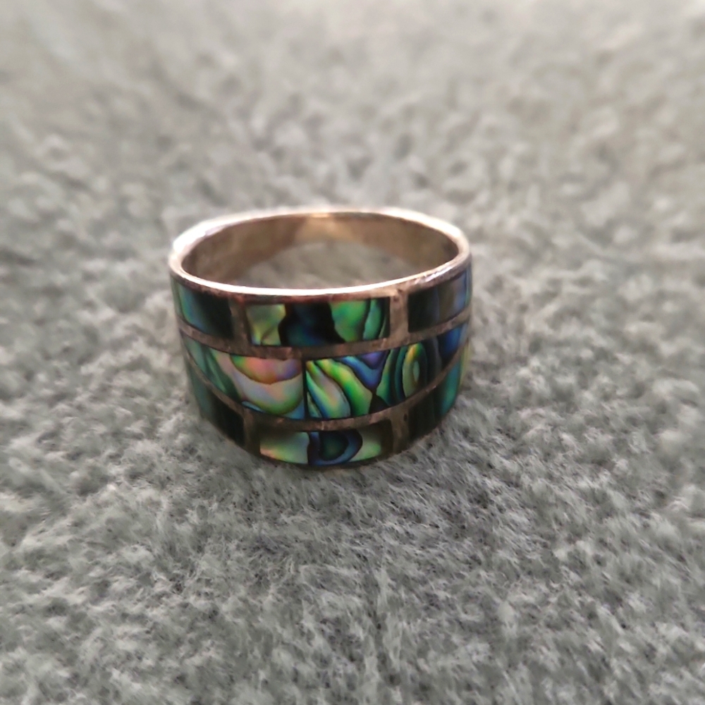 Sterling Silver Abalone Shell Inlay MO 925 TMA - Picture 2 of 5